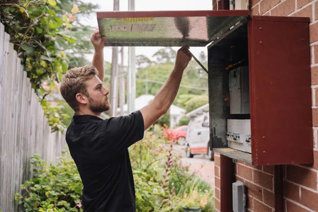 Electrician installing downlights in a Carlingford home